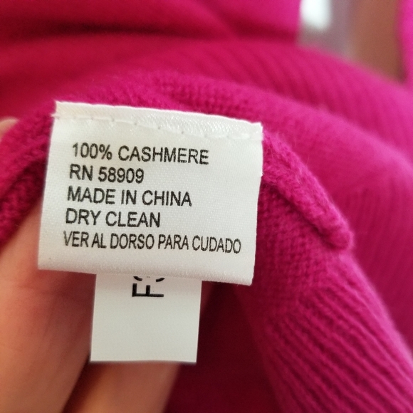 Alex Marie Cashmere Sweater Womens Large V Neck Fuchsia Pullover Ribbed Cuff Hem - Picture 7 of 7